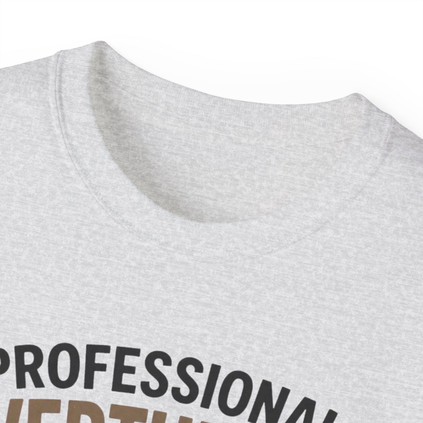 Professional Overthinker T-Shirt – Funny Cat Overworking Graphic Tee
