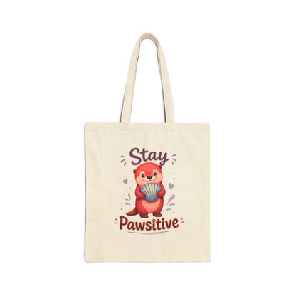 Stay Pawsitive Otter Tote Bag – Cute Animal Canvas Tote