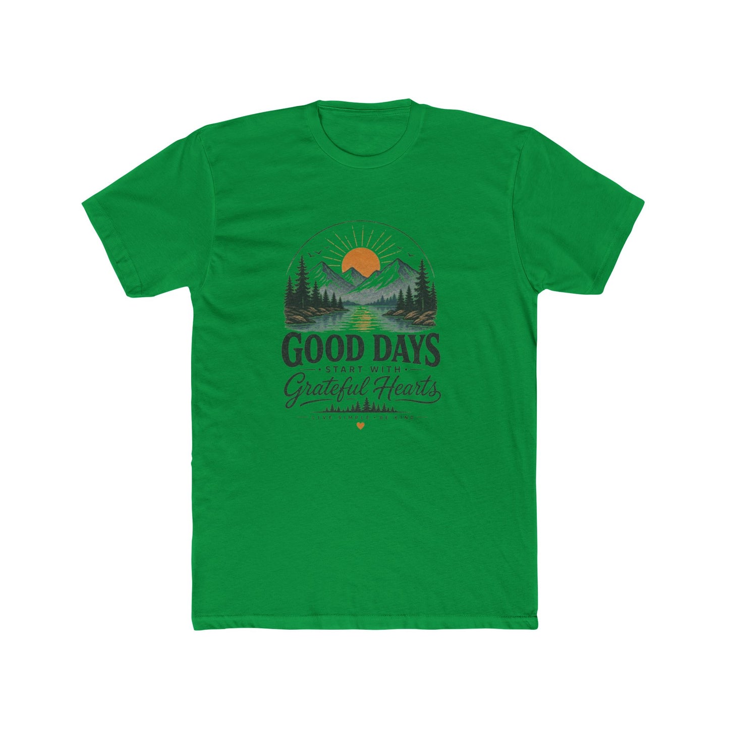 Good Days Start With Grateful Hearts T-Shirt | Mountain Sunrise Graphic Tee