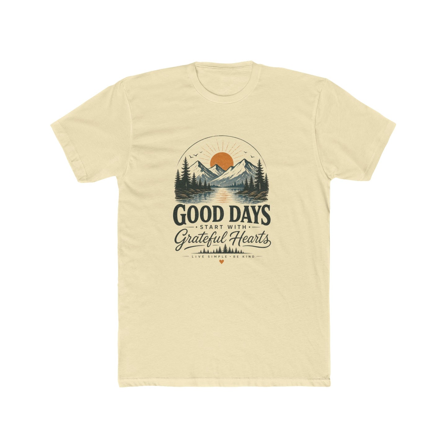 Good Days Start With Grateful Hearts T-Shirt | Mountain Sunrise Graphic Tee