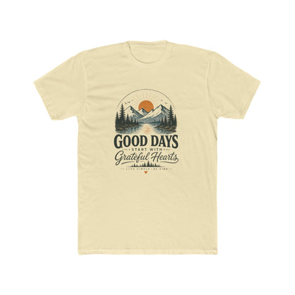 Good Days Start With Grateful Hearts T-Shirt | Mountain Sunrise Graphic Tee