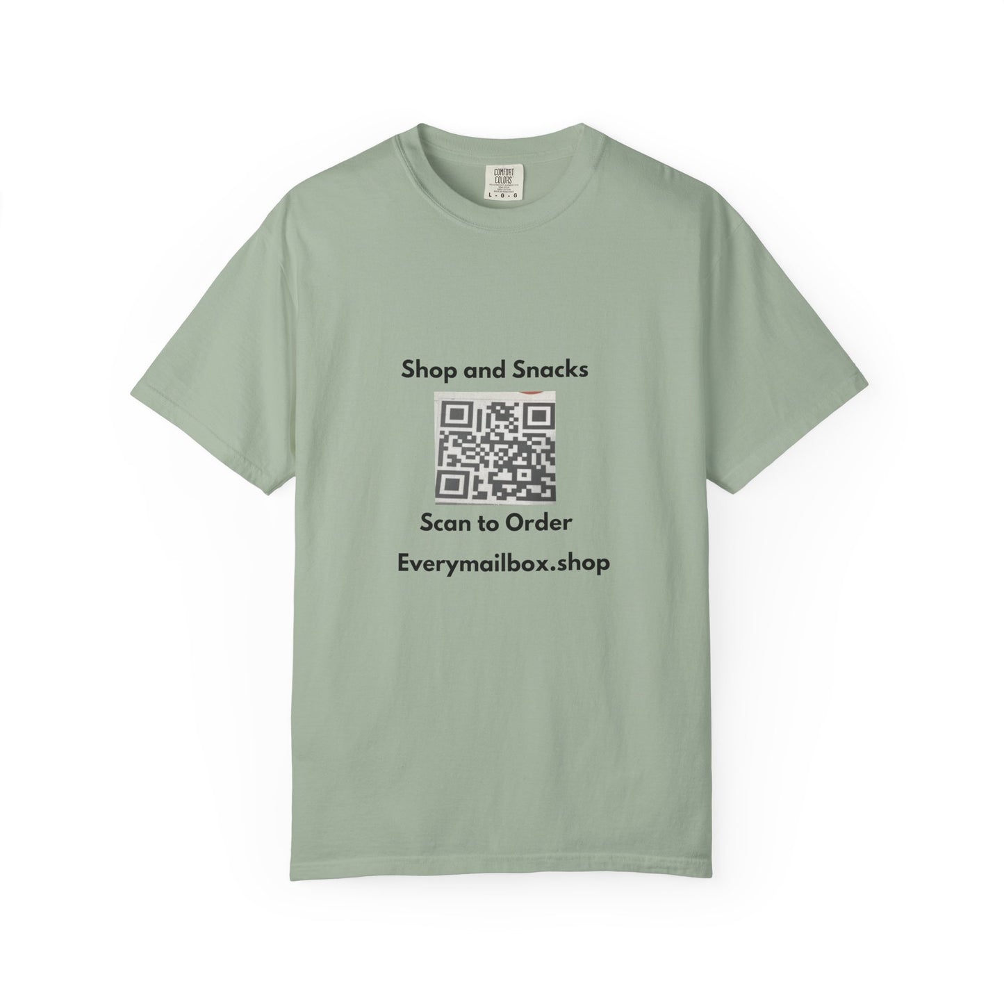 QR Code Promo T-Shirt — "Shop and Snacks" Scan to Order Tee