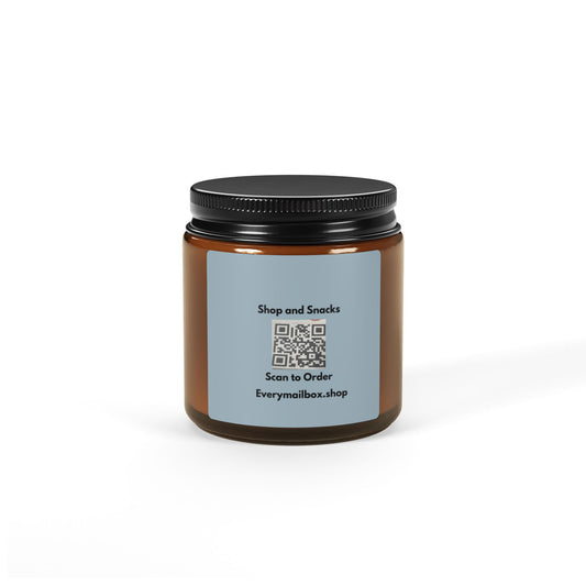 Amber Jar Soy Candle | Scented Soy Candle with QR Label | Shop & Snacks | Multi-Size