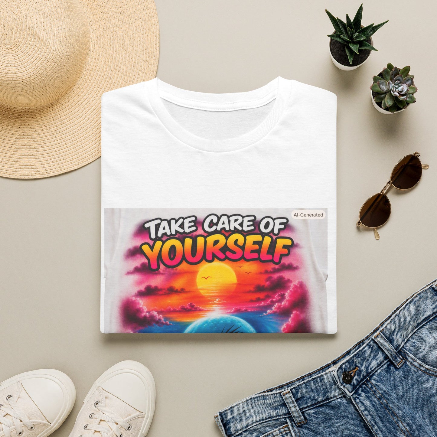 Take Care of Yourself T-Shirt — Self-Care Sunset Graphic Tee