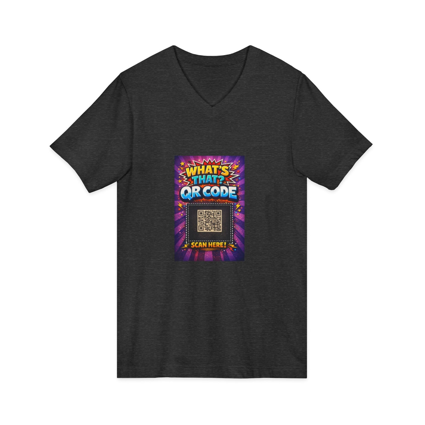 QR Code V‑Neck T‑Shirt with What’s This Graphic