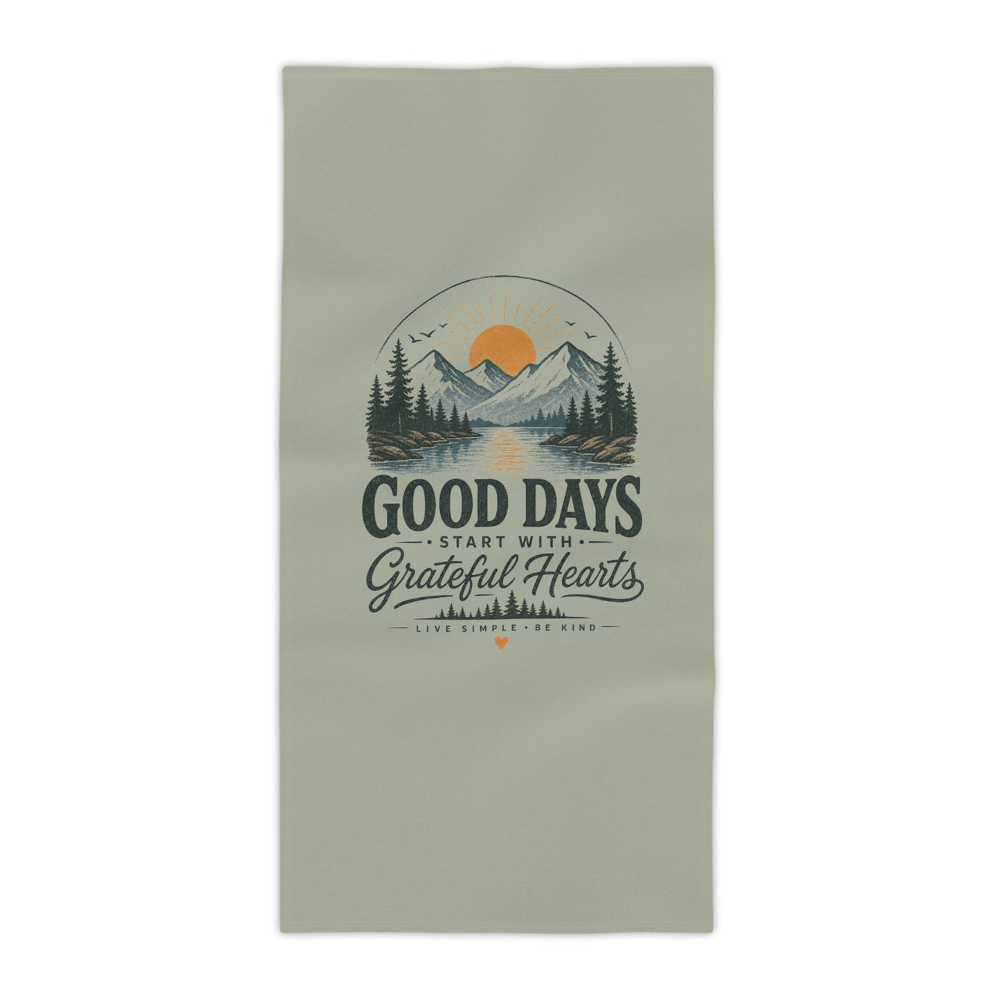 Good Days Grateful Hearts Beach Towel | Mountain Sunrise Print