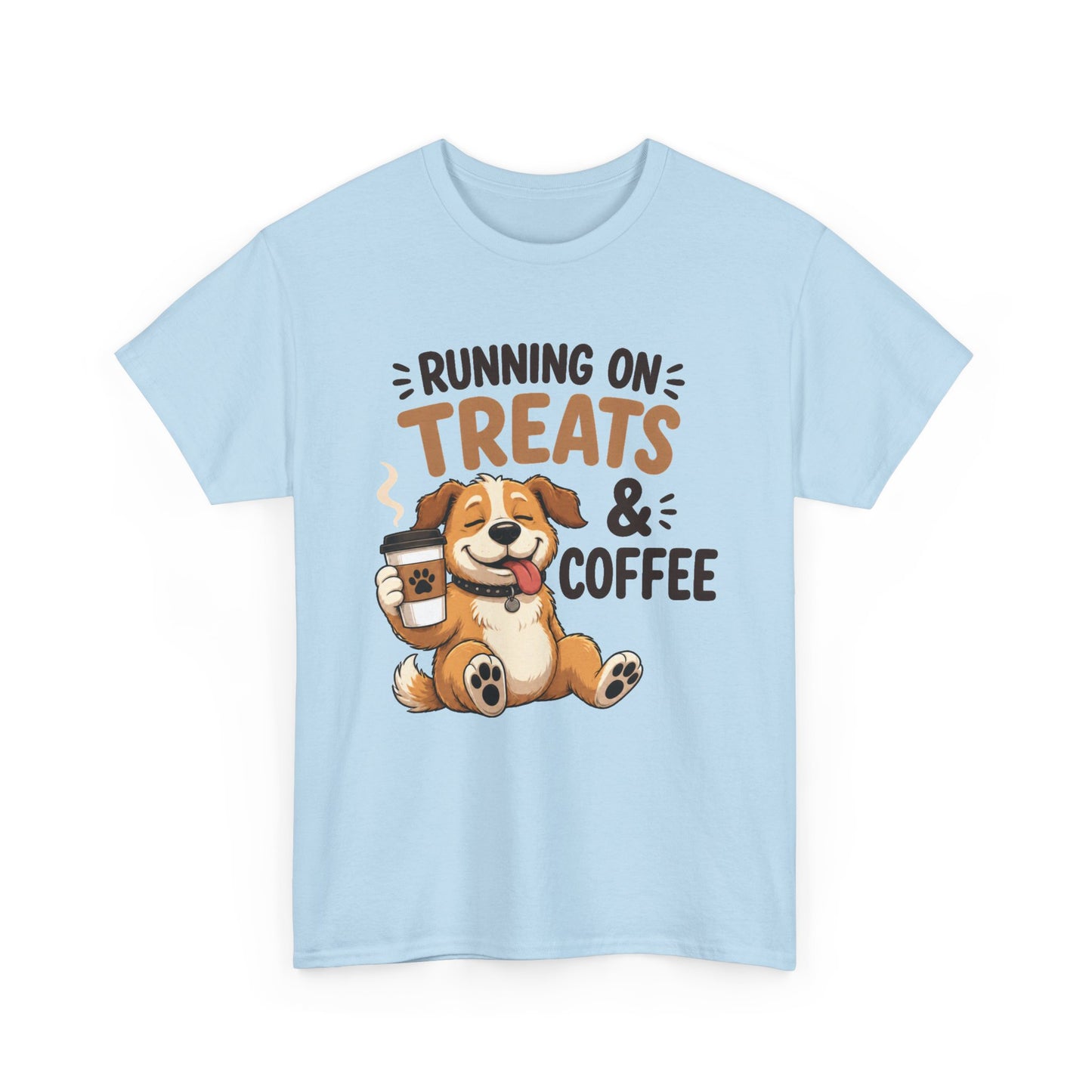 Running on Treats & Coffee T-Shirt | Cute Dog & Coffee Graphic Tee