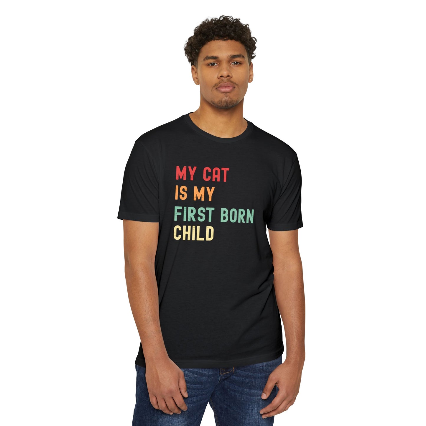 Funny Cat Lover T-Shirt – 'My Cat Is My First Born' Unisex Pet Parent Tee