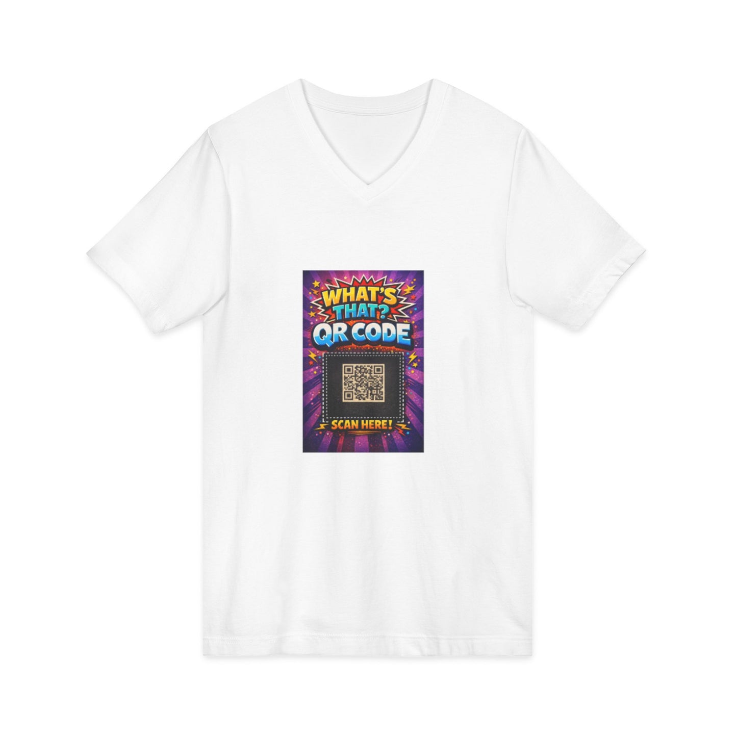 QR Code V‑Neck T‑Shirt with What’s This Graphic