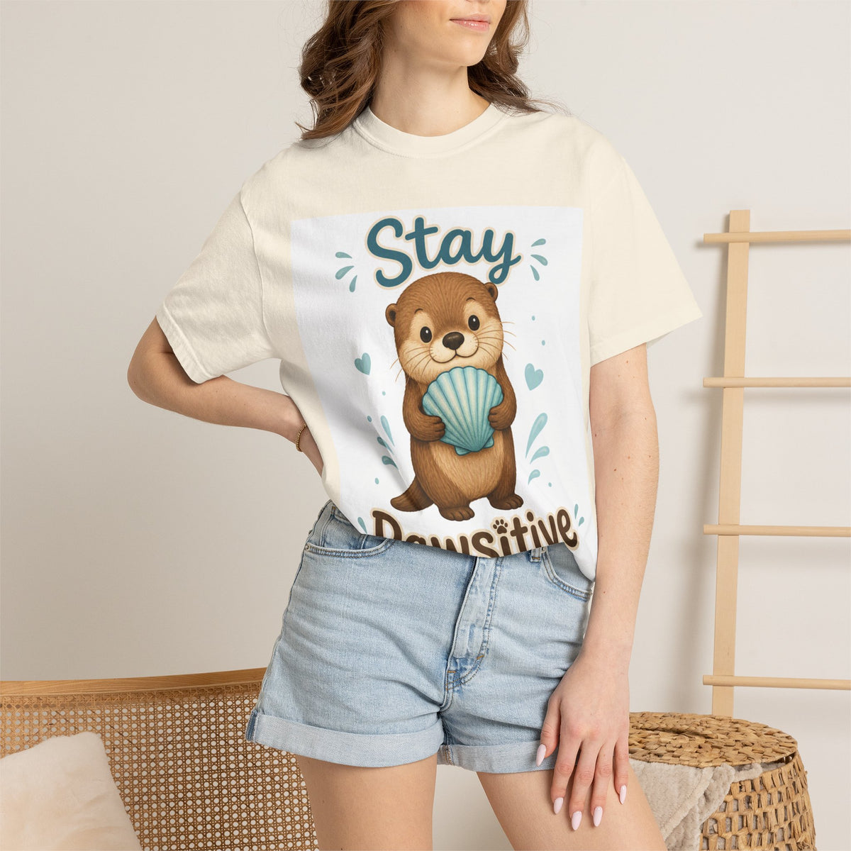 Stay Pawsitive Otter T-Shirt – Cute Animal Graphic Tee