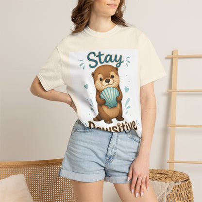 Stay Pawsitive Otter T-Shirt – Cute Animal Graphic Tee