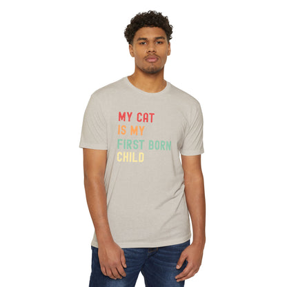 Funny Cat Lover T-Shirt – 'My Cat Is My First Born' Unisex Pet Parent Tee