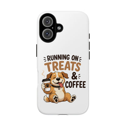 Running on Treats & Coffee Phone Case | Cute Dog Design for iPhone & Samsung