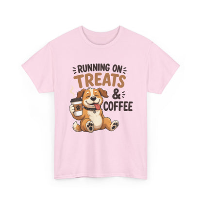 Running on Treats & Coffee T-Shirt | Cute Dog & Coffee Graphic Tee