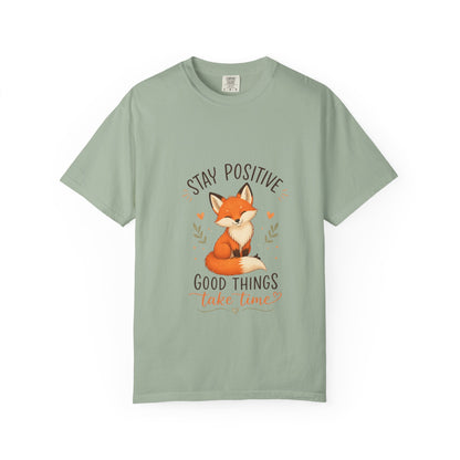 Fox Graphic T-Shirt — "Good Things Take Time" Stay Positive Inspirational Tee