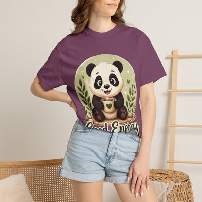 Good Energy Panda T-Shirt | Positive Vibes Cute Panda Graphic Tee for Women Men | Funny Motivational Animal Shirt | Soft Unisex Tee S–2XL