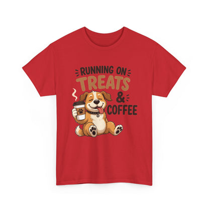 Running on Treats & Coffee T-Shirt | Cute Dog & Coffee Graphic Tee