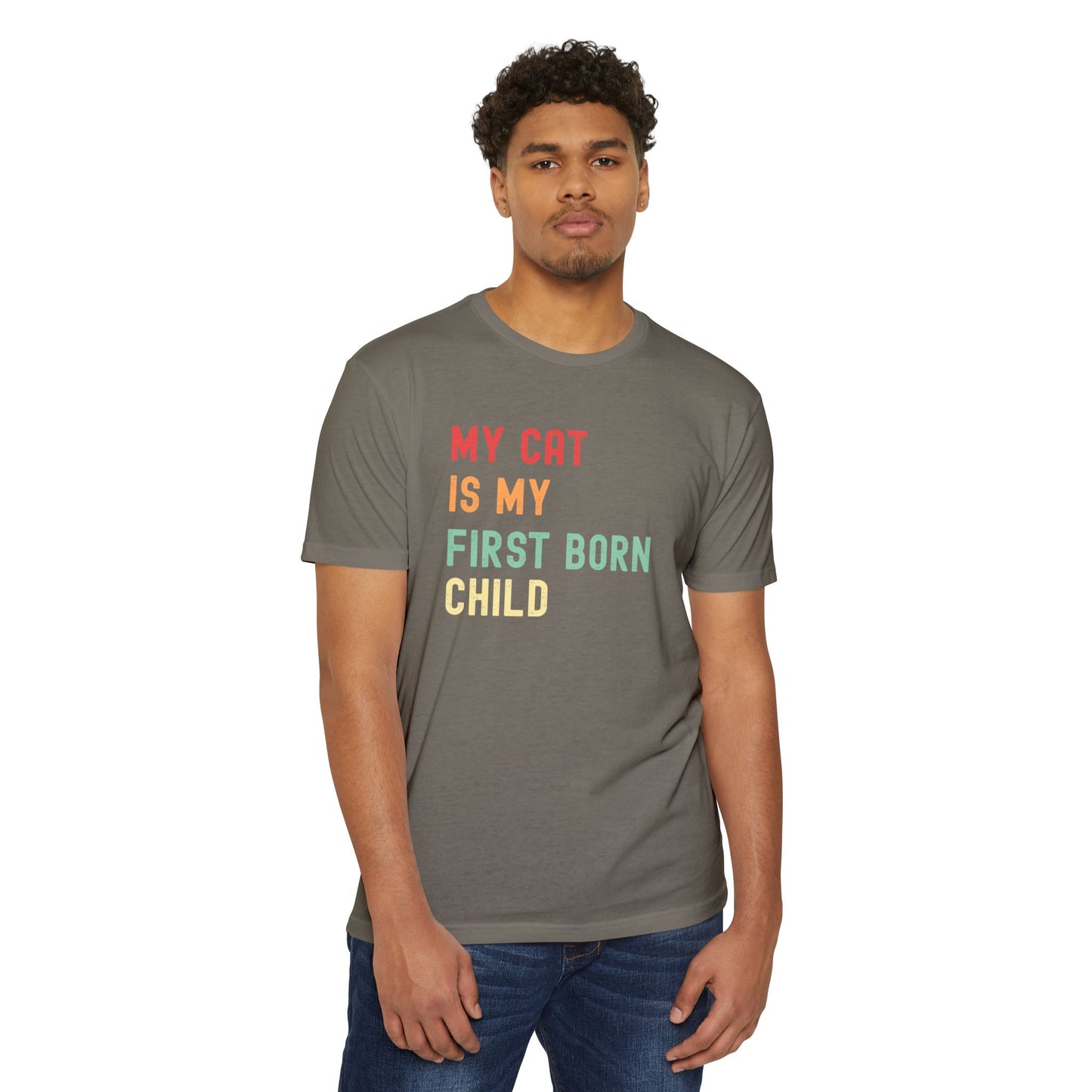 Funny Cat Lover T-Shirt – 'My Cat Is My First Born' Unisex Pet Parent Tee
