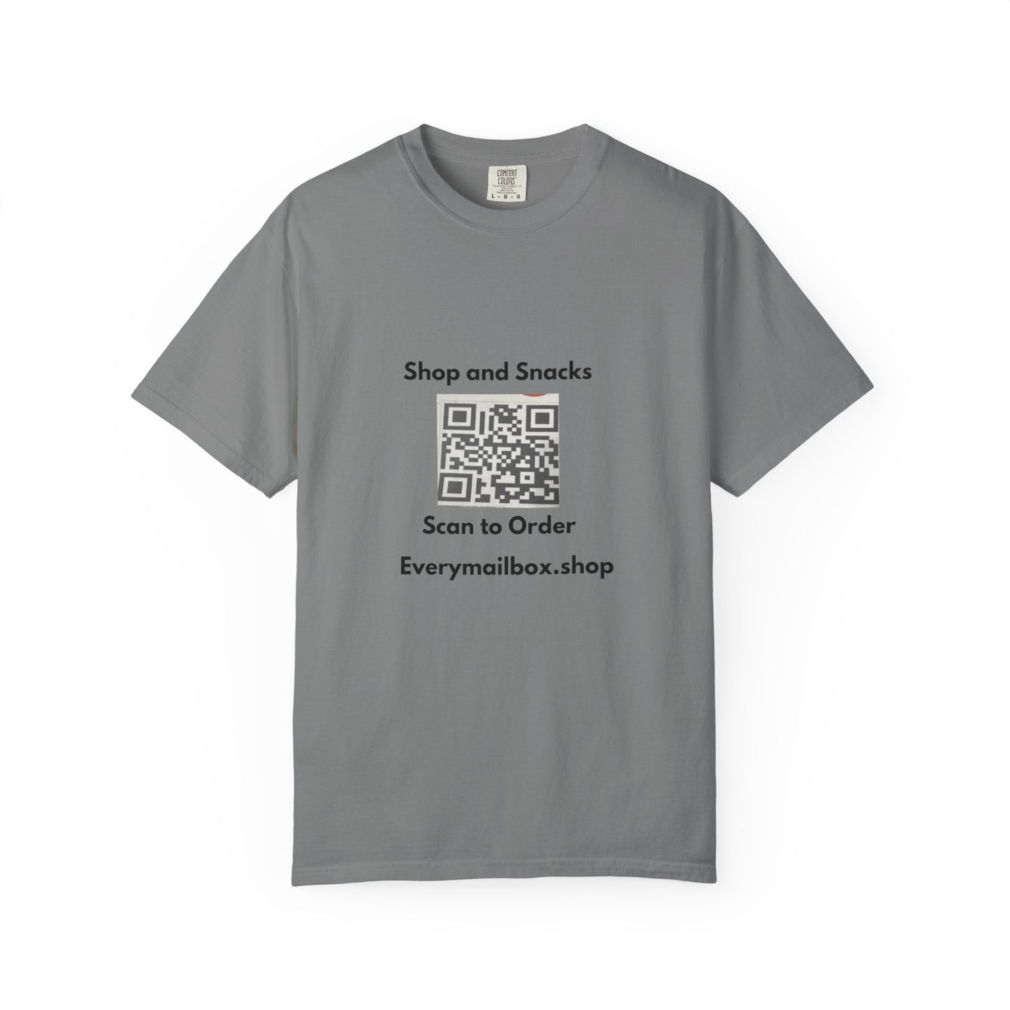 QR Code Promo T-Shirt — "Shop and Snacks" Scan to Order Tee