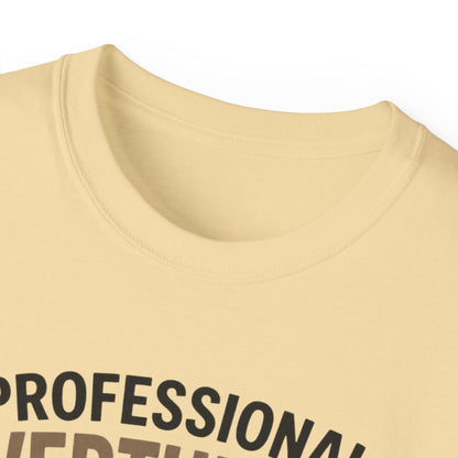 Professional Overthinker T-Shirt – Funny Cat Overworking Graphic Tee
