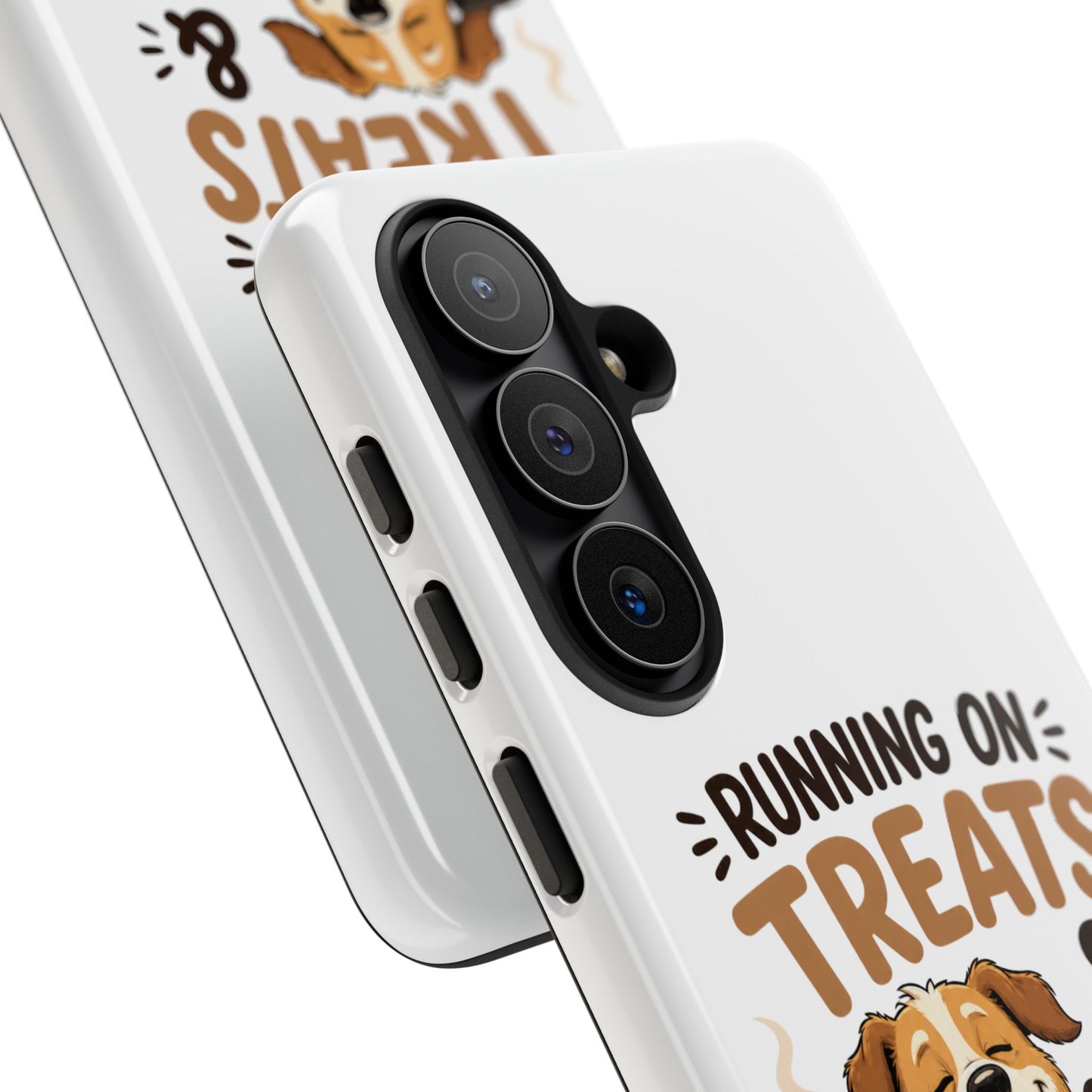 Running on Treats & Coffee Phone Case | Cute Dog Design for iPhone & Samsung