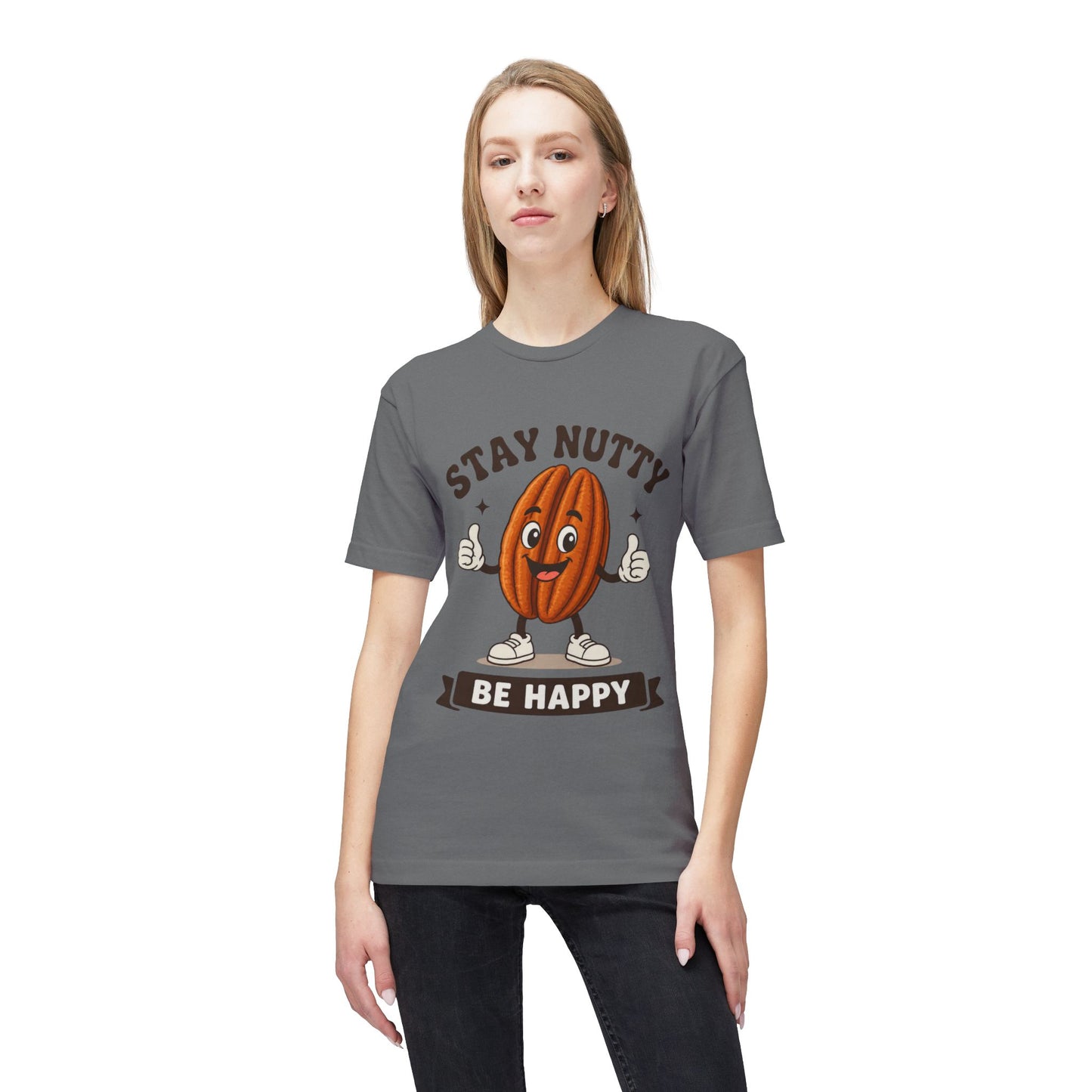 Stay Nutty Be Happy T-Shirt — Funny Pecan Cartoon Tee