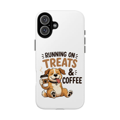 Running on Treats & Coffee Phone Case | Cute Dog Design for iPhone & Samsung