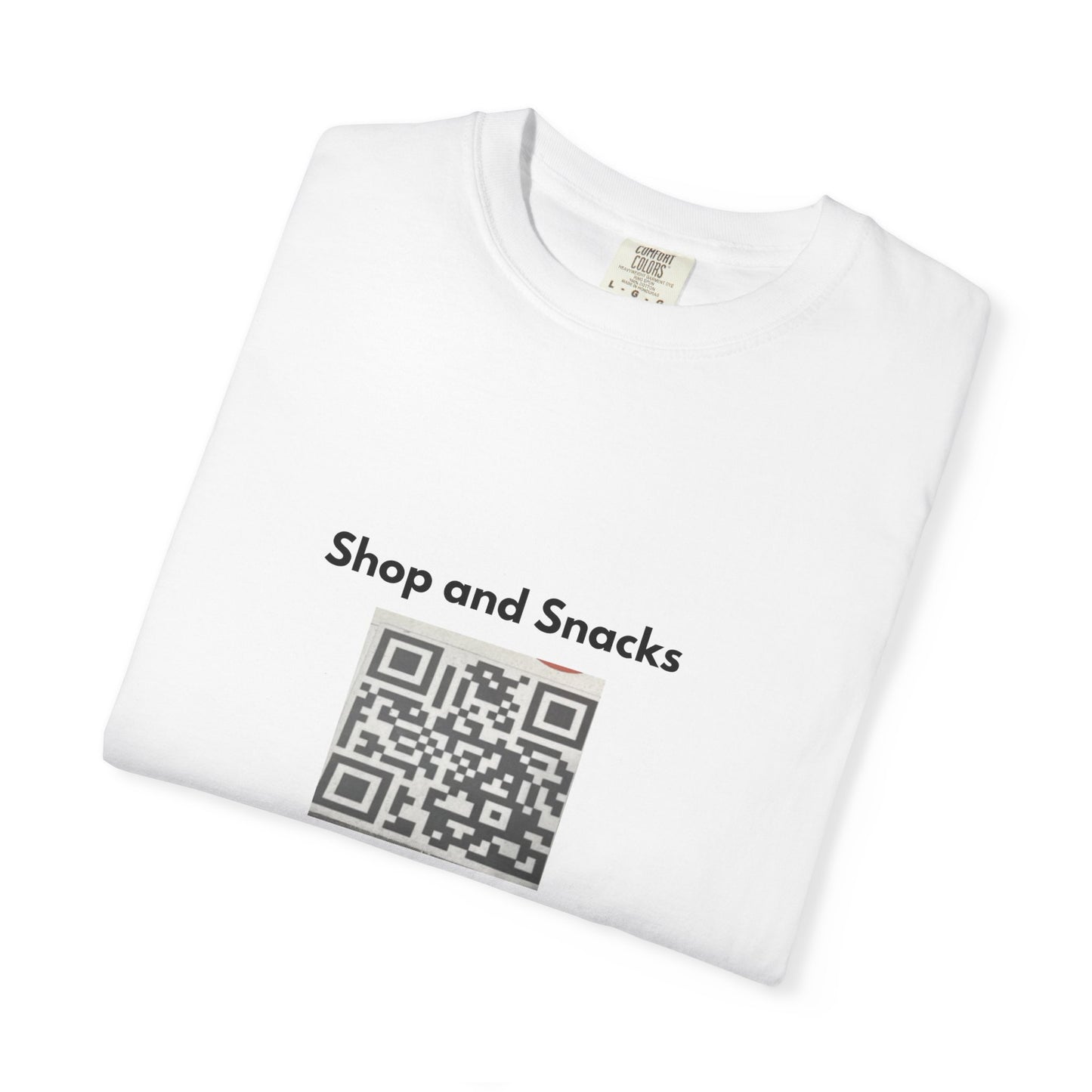 QR Code Promo T-Shirt — "Shop and Snacks" Scan to Order Tee