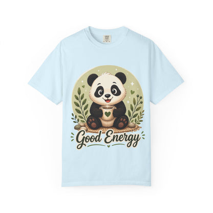 Good Energy Panda T-Shirt | Positive Vibes Cute Panda Graphic Tee for Women Men | Funny Motivational Animal Shirt | Soft Unisex Tee S–2XL