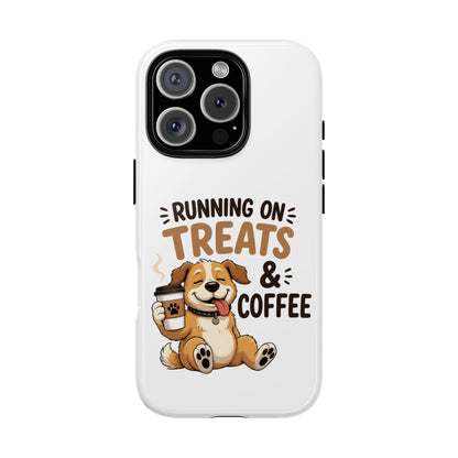 Running on Treats & Coffee Phone Case | Cute Dog Design for iPhone & Samsung