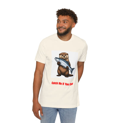 Otter Holding Salmon T-Shirt | "Catch Me If You Can" Funny Fishing Tee