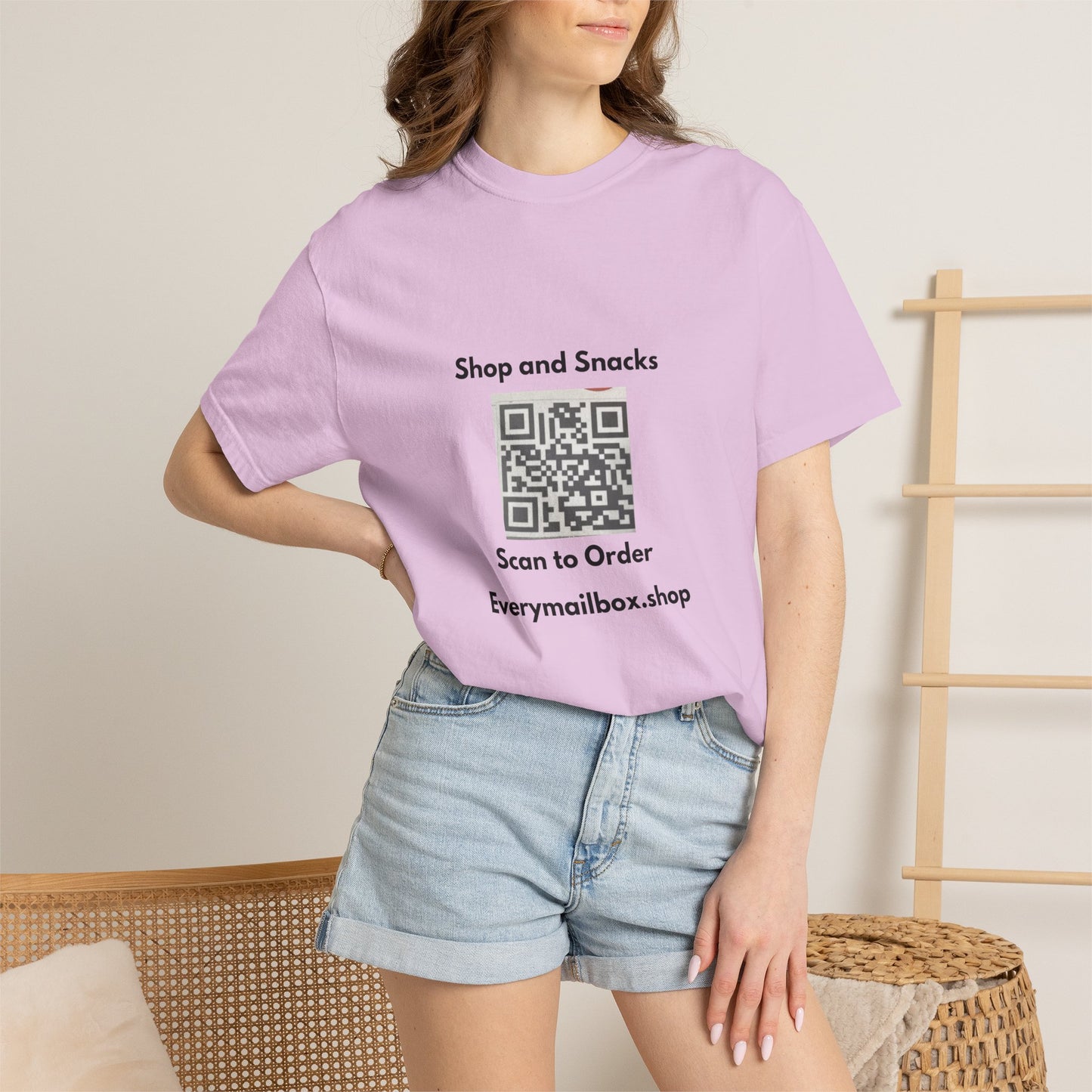 QR Code Promo T-Shirt — "Shop and Snacks" Scan to Order Tee