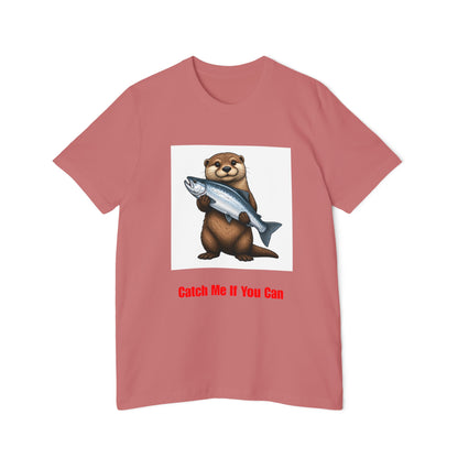 Otter Holding Salmon T-Shirt | "Catch Me If You Can" Funny Fishing Tee