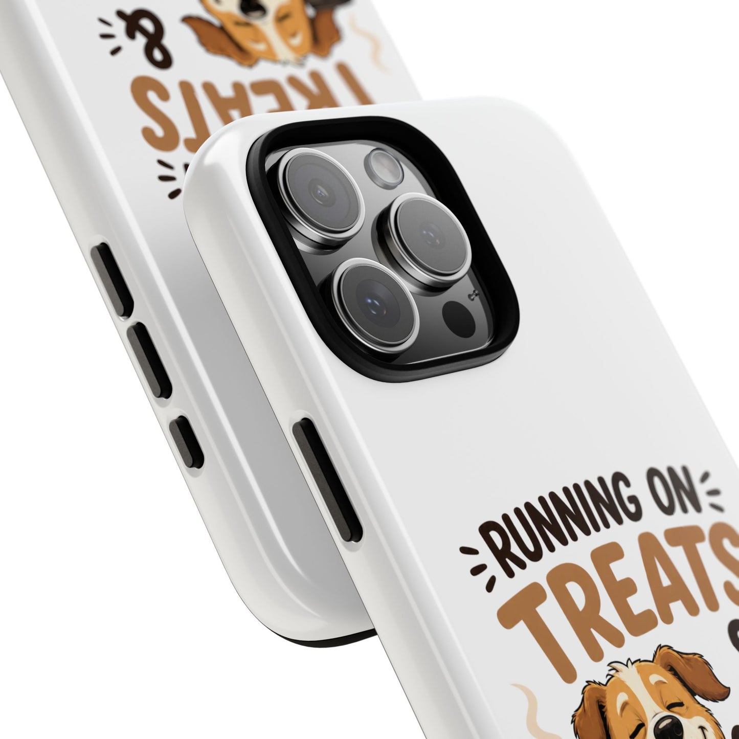 Running on Treats & Coffee Phone Case | Cute Dog Design for iPhone & Samsung