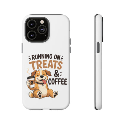 Running on Treats & Coffee Phone Case | Cute Dog Design for iPhone & Samsung