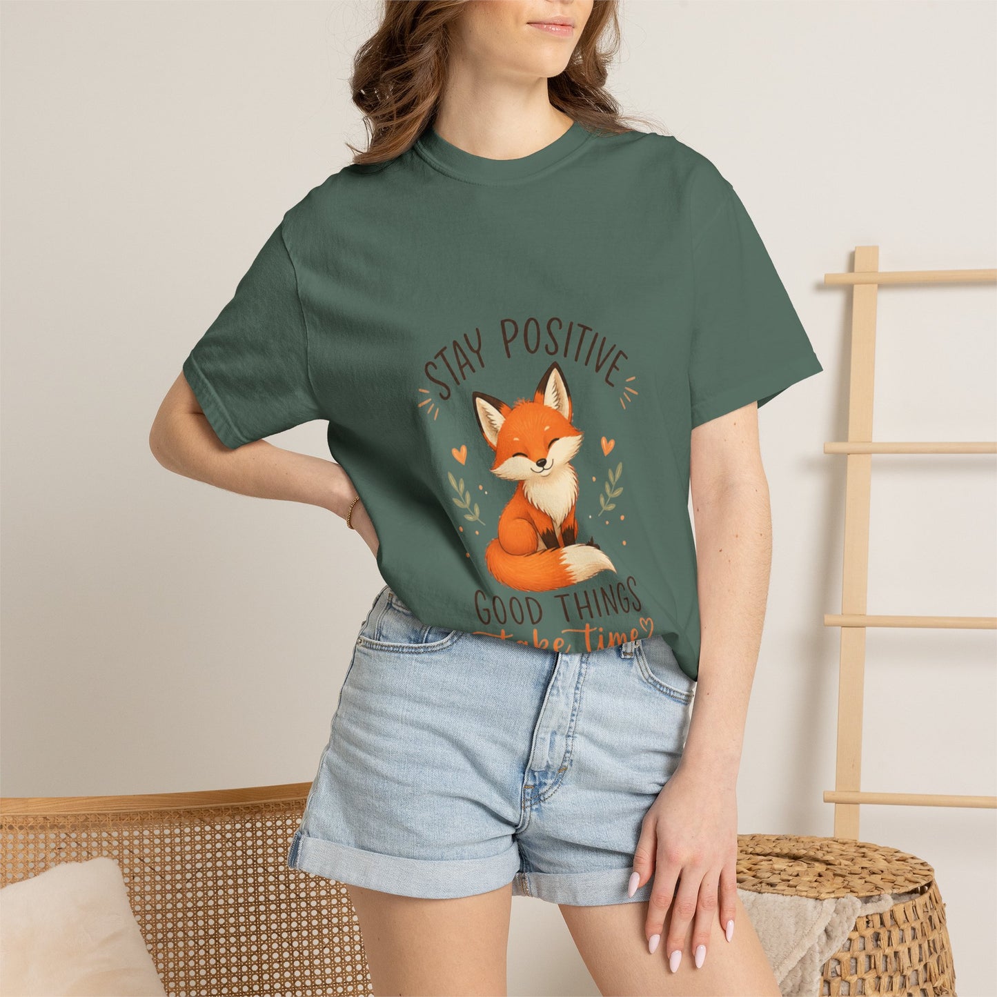 Fox Graphic T-Shirt — "Good Things Take Time" Stay Positive Inspirational Tee