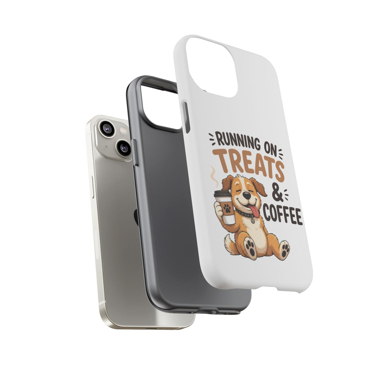 Running on Treats & Coffee Phone Case | Cute Dog Design for iPhone & Samsung