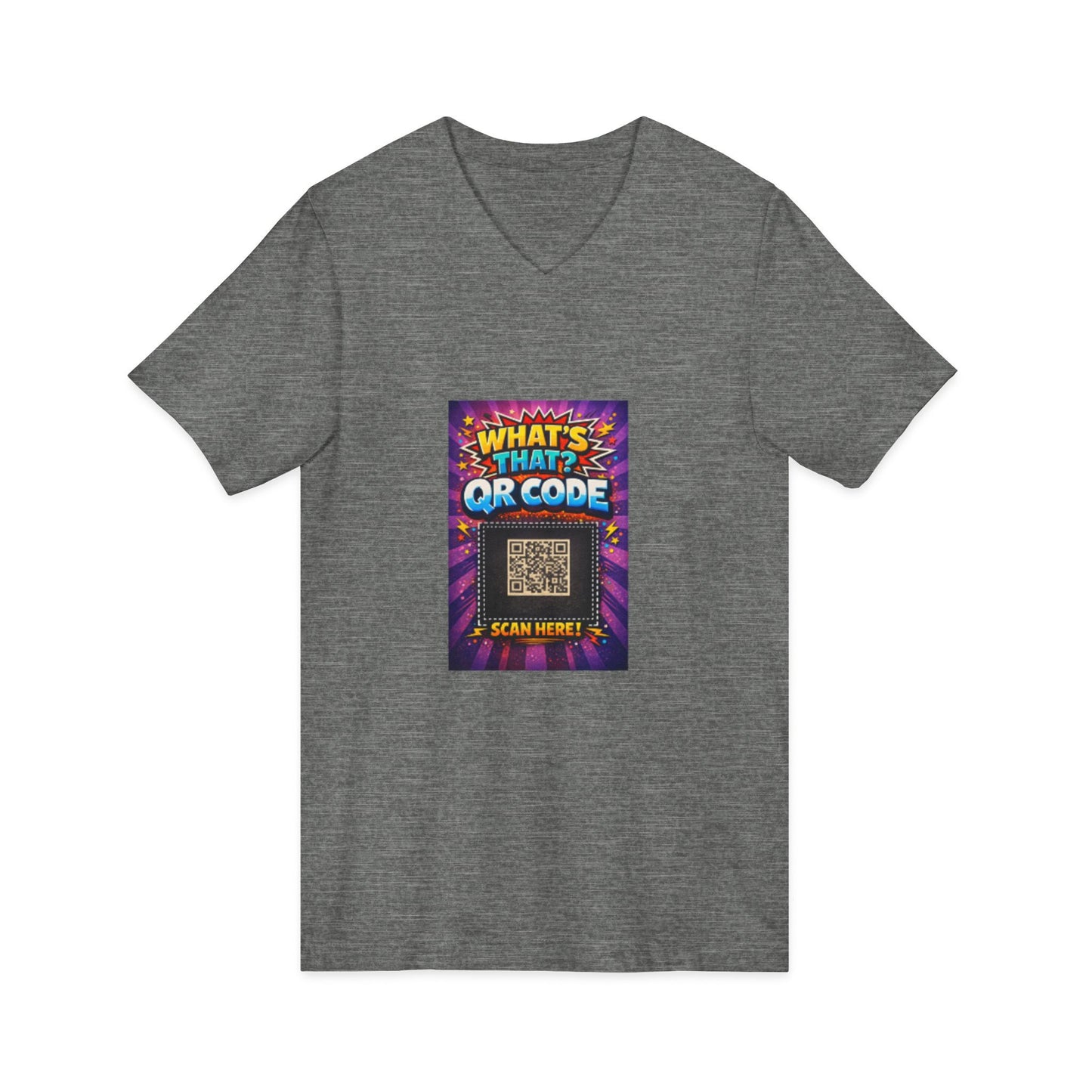 QR Code V‑Neck T‑Shirt with What’s This Graphic