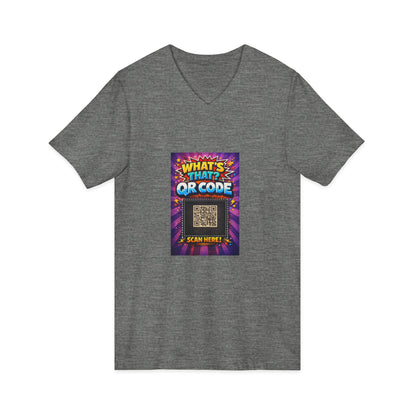 QR Code V‑Neck T‑Shirt with What’s This Graphic