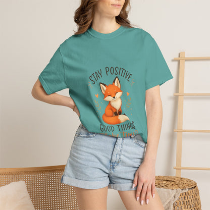 Fox Graphic T-Shirt — "Good Things Take Time" Stay Positive Inspirational Tee