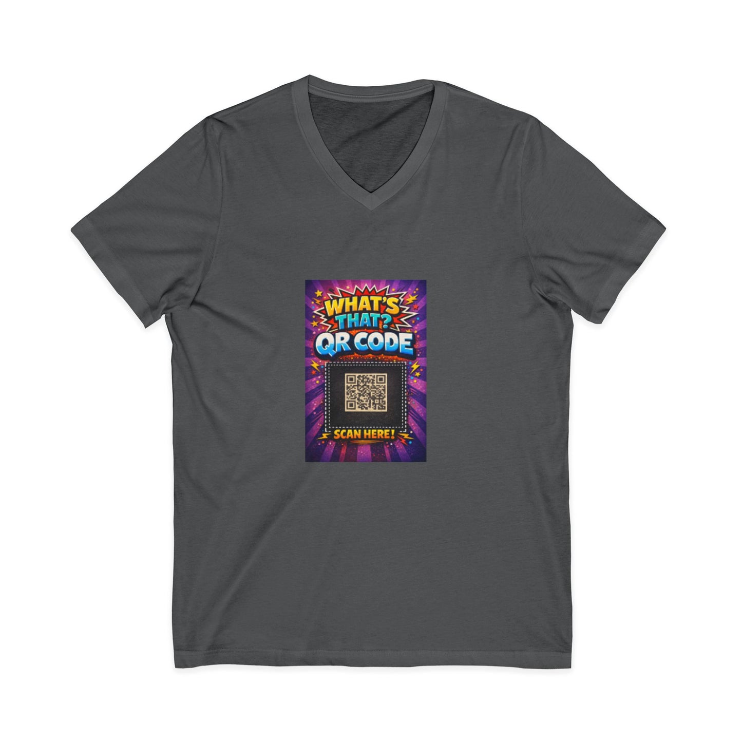 QR Code V‑Neck T‑Shirt with What’s This Graphic