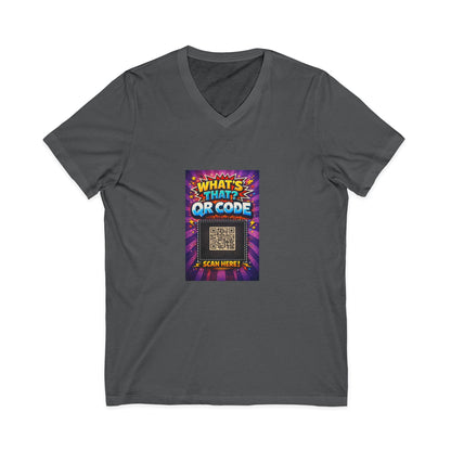 QR Code V‑Neck T‑Shirt with What’s This Graphic