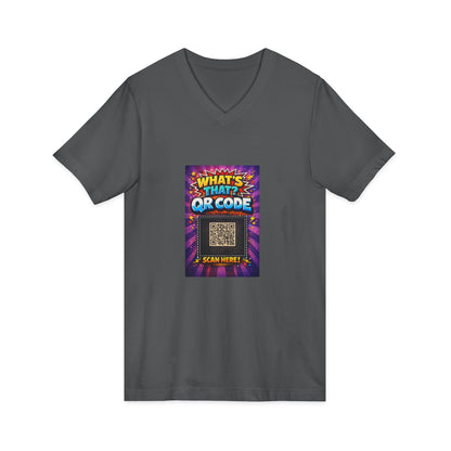 QR Code V‑Neck T‑Shirt with What’s This Graphic