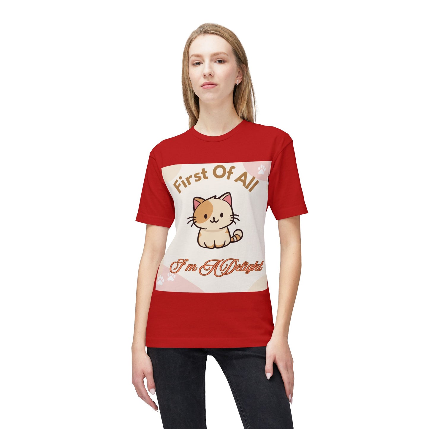 Cat Graphic T-Shirt — "First Of All I'm A Delight" Cute Kawaii Cat Tee