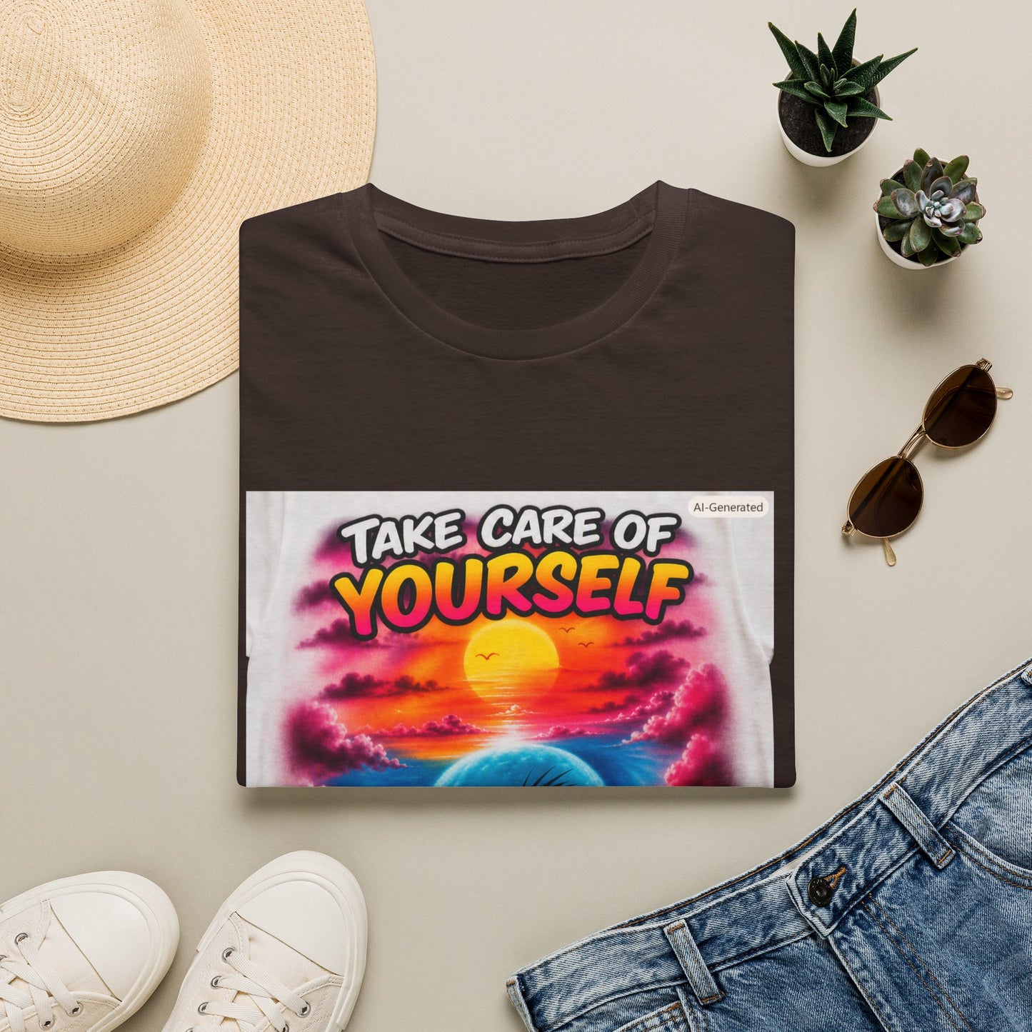 Take Care of Yourself T-Shirt — Self-Care Sunset Graphic Tee