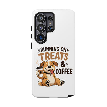 Running on Treats & Coffee Phone Case | Cute Dog Design for iPhone & Samsung