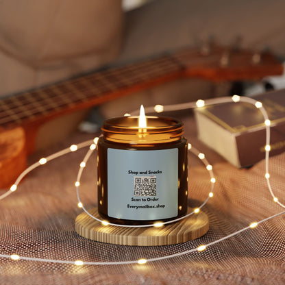 Amber Jar Soy Candle | Scented Soy Candle with QR Label | Shop & Snacks | Multi-Size