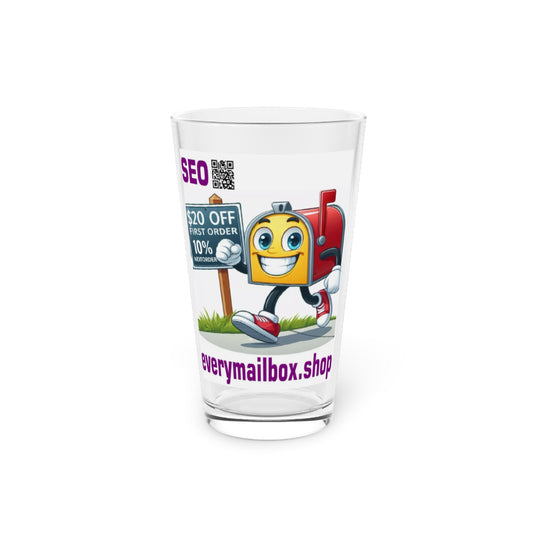 Pint Glass with Funny Mailbox Design, 16oz