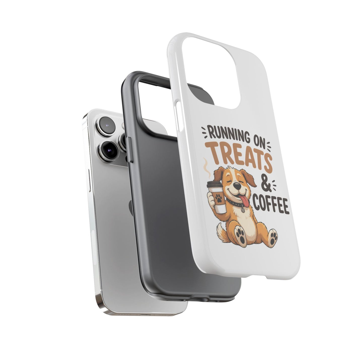 Running on Treats & Coffee Phone Case | Cute Dog Design for iPhone & Samsung