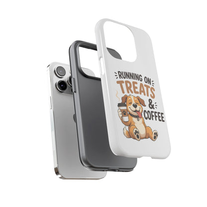 Running on Treats & Coffee Phone Case | Cute Dog Design for iPhone & Samsung